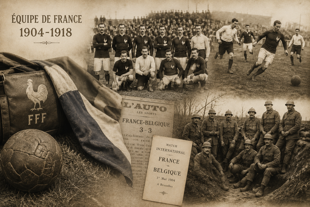 photo reconstituée par IA des débuts des Bleus à des buts d'illustration